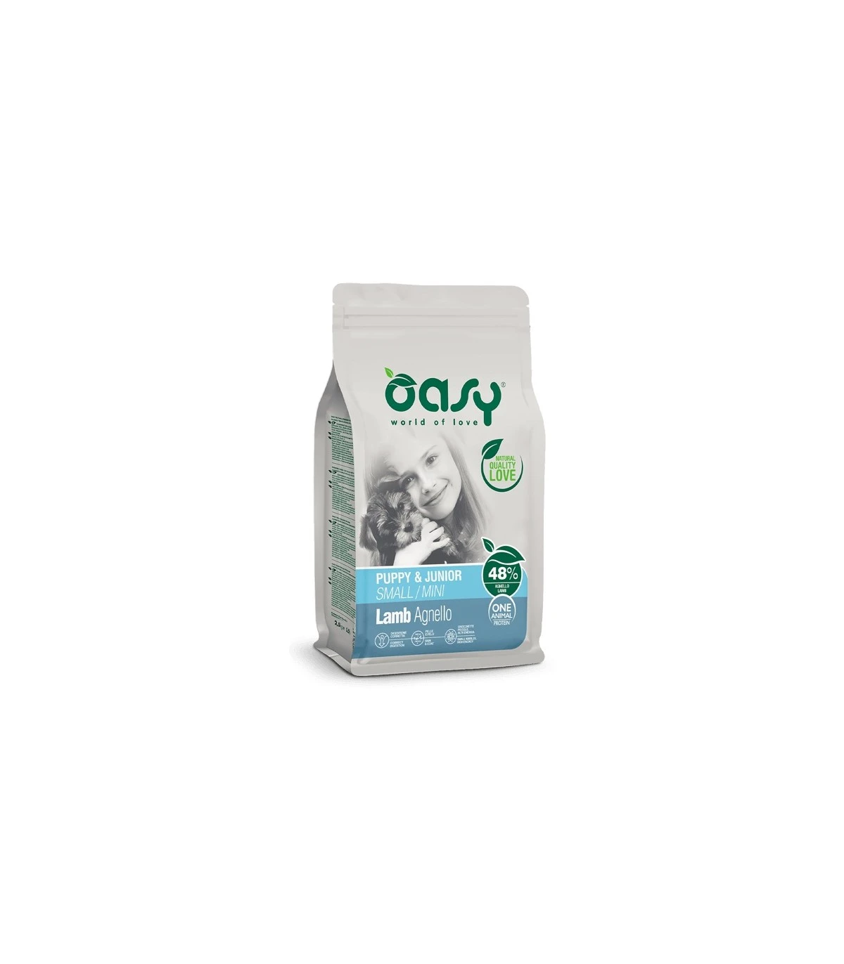 Oasy Cane Puppy & Junior One Protein Small & Mini Agnello 2,5 Kg