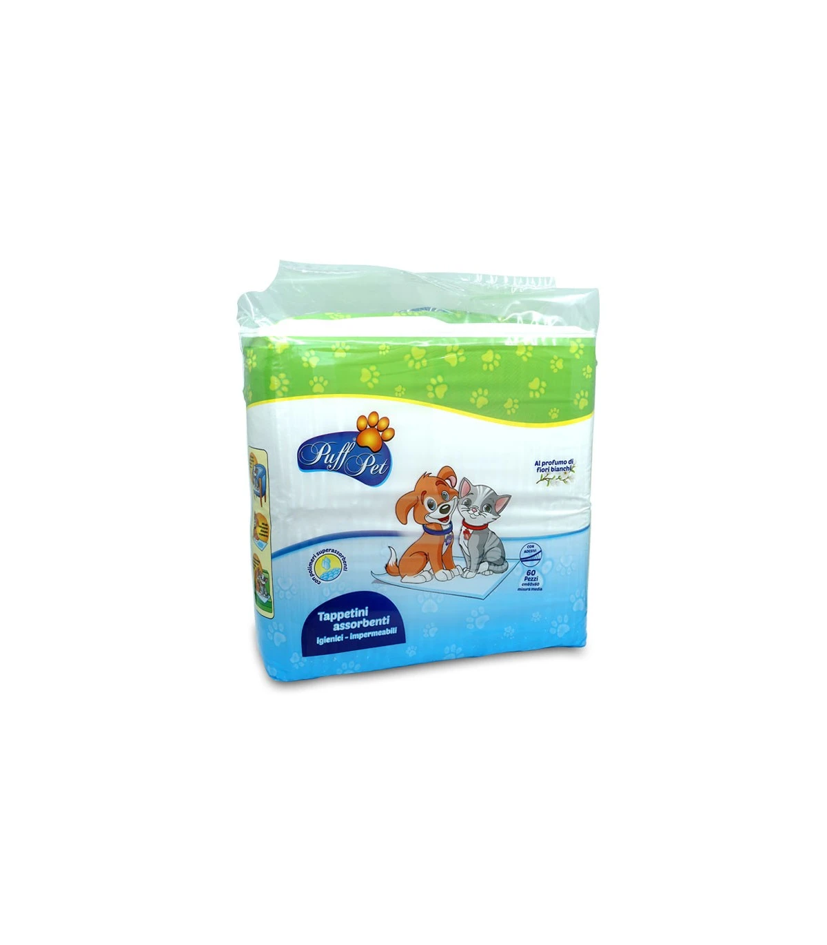 Puff Pet Tappetini Assorbenti Profumati 60x60 Con Adesivi 60 Pz